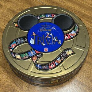 90s Mattel The Wonderful World of Disney Trivia Game in Collectible Gold Tin